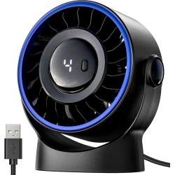 USB Small Desk Fan – 5 Inch Mini Personal Desktop Fan, 4 Speeds Cooling Strong Airflow, 360° Adjustable Tilt, Quiet Portable Table Fans for Bedroom, Home, Office, Travel & Cruise, Black