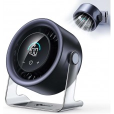 USB Desk Fan for Bedroom: 100 Speeds Digital Display Quiet Table Fan with Turbo Airflow, 120° Rotating Small Rechargeable Battery Desktop & Wall-Mounted Fans for Bedroom Home Office (Black)